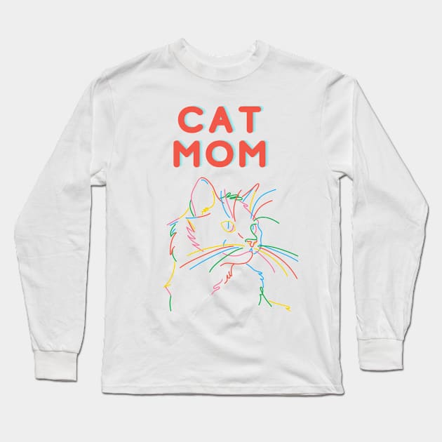 Cat Mom Long Sleeve T-Shirt by La Mantodea